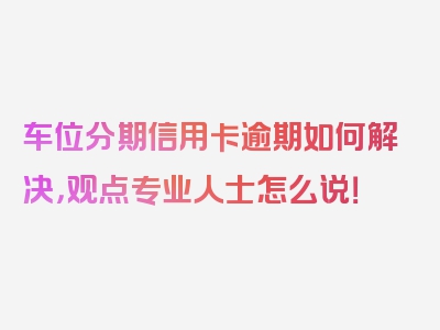 车位分期信用卡逾期如何解决，观点专业人士怎么说！