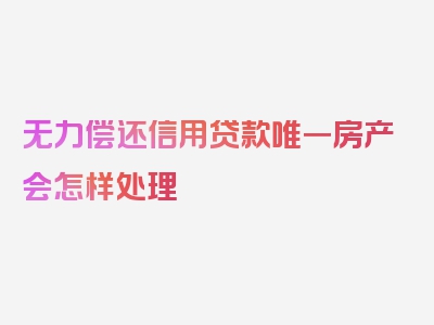 无力偿还信用贷款唯一房产会怎样处理