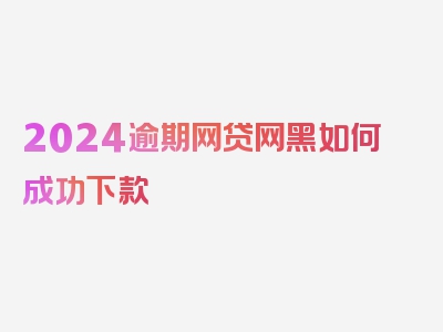 2024逾期网贷网黑如何成功下款