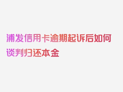 浦发信用卡逾期起诉后如何谈判归还本金