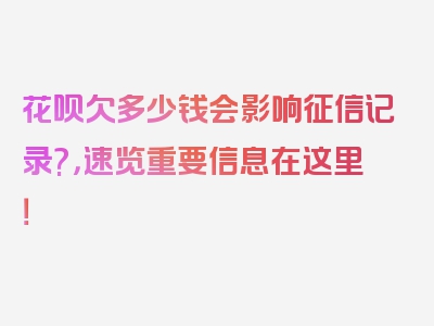 花呗欠多少钱会影响征信记录?，速览重要信息在这里！