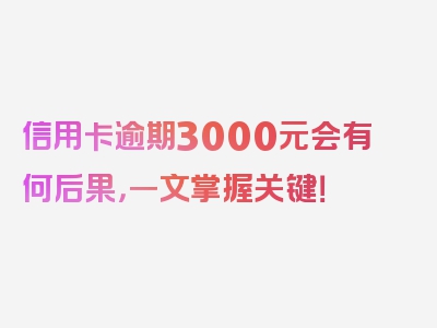 信用卡逾期3000元会有何后果，一文掌握关键！