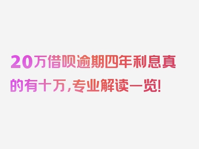 20万借呗逾期四年利息真的有十万，专业解读一览！