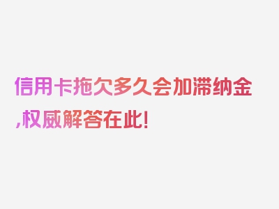 信用卡拖欠多久会加滞纳金，权威解答在此！