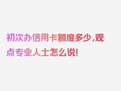 初次办信用卡额度多少，观点专业人士怎么说！