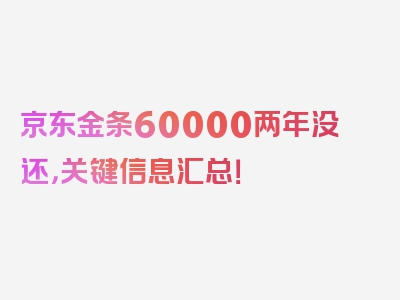 京东金条60000两年没还，关键信息汇总！