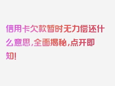 信用卡欠款暂时无力偿还什么意思，全面揭秘，点开即知！