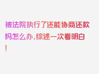 被法院执行了还能协商还款吗怎么办，综述一次看明白！