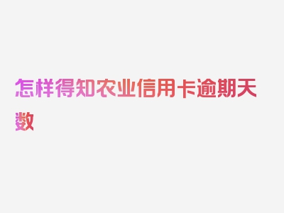 怎样得知农业信用卡逾期天数