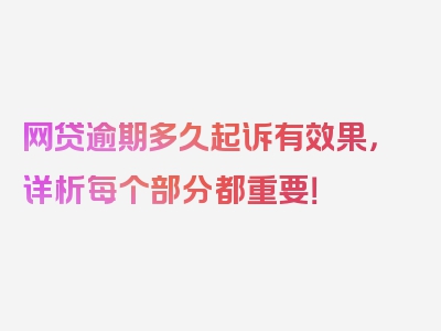 网贷逾期多久起诉有效果，详析每个部分都重要！