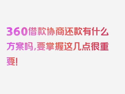 360借款协商还款有什么方案吗，要掌握这几点很重要！