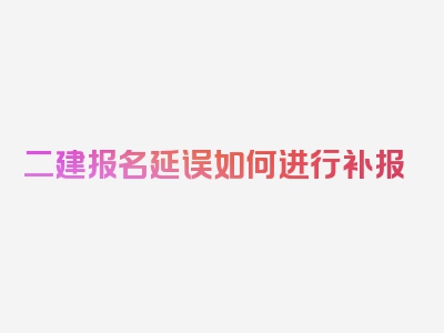 二建报名延误如何进行补报