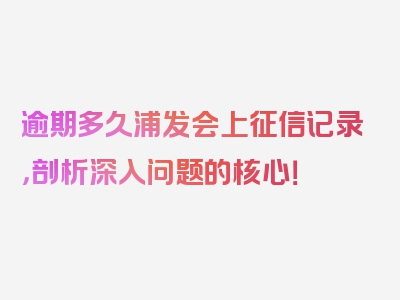 逾期多久浦发会上征信记录，剖析深入问题的核心！