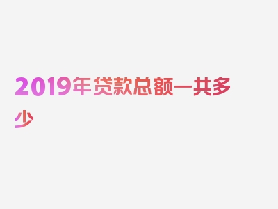 2019年贷款总额一共多少