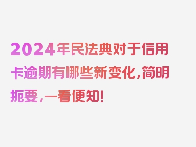 2024年民法典对于信用卡逾期有哪些新变化，简明扼要，一看便知！