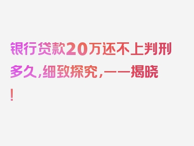 银行贷款20万还不上判刑多久，细致探究，一一揭晓！