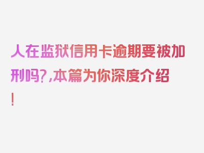 人在监狱信用卡逾期要被加刑吗?，本篇为你深度介绍!