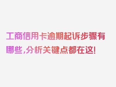 工商信用卡逾期起诉步骤有哪些，分析关键点都在这！