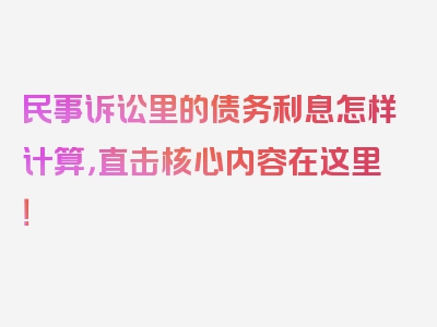 民事诉讼里的债务利息怎样计算，直击核心内容在这里！