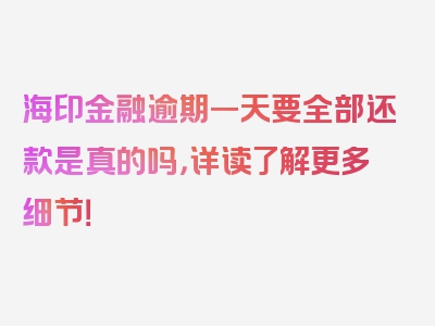 海印金融逾期一天要全部还款是真的吗，详读了解更多细节！