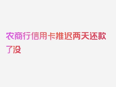 农商行信用卡推迟两天还款了没