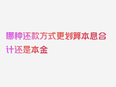 哪种还款方式更划算本息合计还是本金