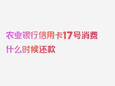 农业银行信用卡17号消费什么时候还款