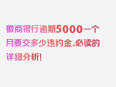 徽商银行逾期5000一个月要交多少违约金，必读的详细分析！