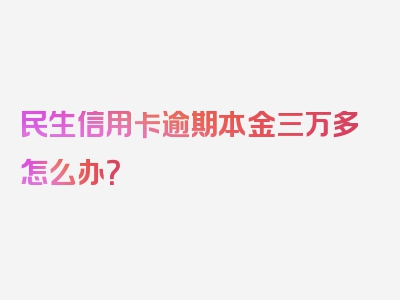 民生信用卡逾期本金三万多怎么办？