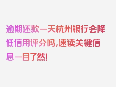 逾期还款一天杭州银行会降低信用评分吗，速读关键信息一目了然！