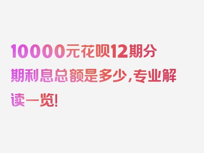 10000元花呗12期分期利息总额是多少，专业解读一览！