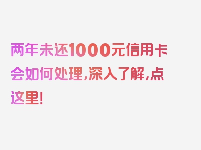 两年未还1000元信用卡会如何处理，深入了解，点这里！