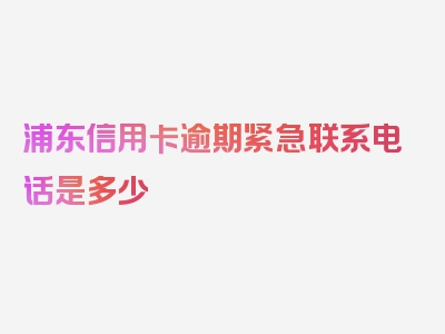 浦东信用卡逾期紧急联系电话是多少