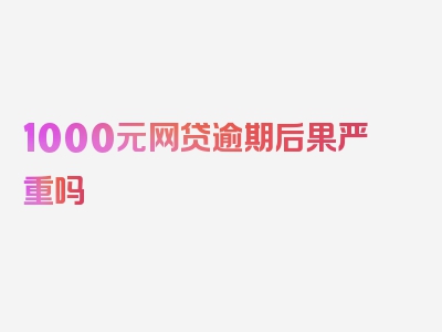 1000元网贷逾期后果严重吗