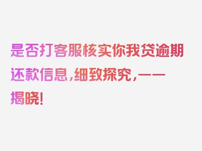 是否打客服核实你我贷逾期还款信息，细致探究，一一揭晓！