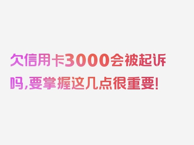 欠信用卡3000会被起诉吗，要掌握这几点很重要！