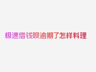 极速借钱呗逾期了怎样料理