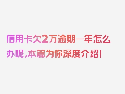 信用卡欠2万逾期一年怎么办呢，本篇为你深度介绍!