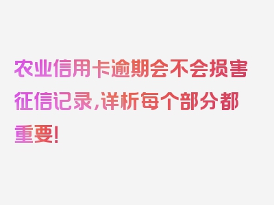 农业信用卡逾期会不会损害征信记录，详析每个部分都重要！