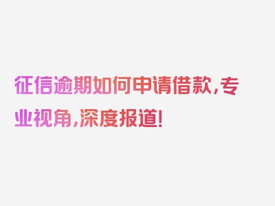 征信逾期如何申请借款，专业视角，深度报道！