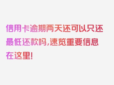 信用卡逾期两天还可以只还最低还款吗，速览重要信息在这里！