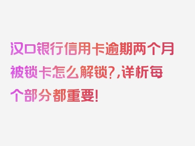 汉口银行信用卡逾期两个月被锁卡怎么解锁?，详析每个部分都重要！