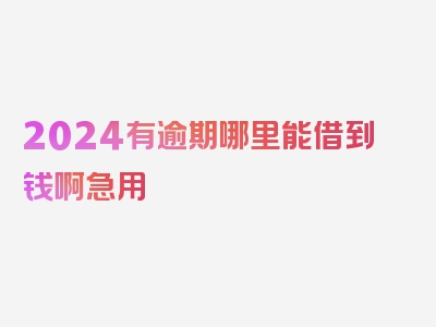 2024有逾期哪里能借到钱啊急用