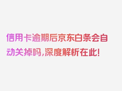 信用卡逾期后京东白条会自动关掉吗，深度解析在此！