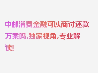 中邮消费金融可以商讨还款方案吗，独家视角，专业解读！