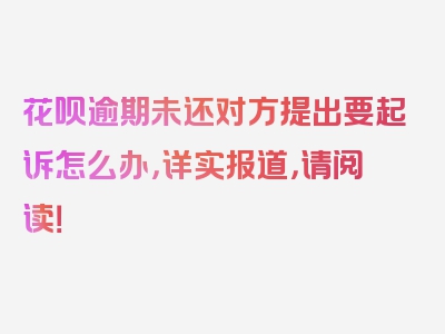 花呗逾期未还对方提出要起诉怎么办，详实报道，请阅读！