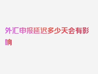 外汇申报延迟多少天会有影响