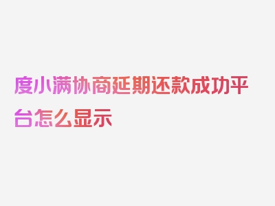 度小满协商延期还款成功平台怎么显示