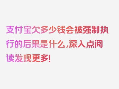 支付宝欠多少钱会被强制执行的后果是什么，深入点阅读发现更多！