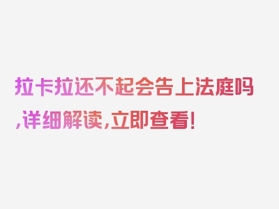 拉卡拉还不起会告上法庭吗，详细解读，立即查看！